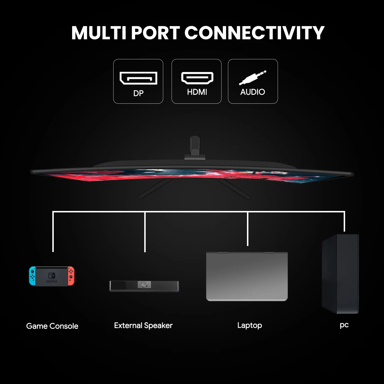 CRUA 24" 165Hz/180Hz Curved Gaming Monitor - FHD 1080P Frameless Computer Monitor, AMD FreeSync, Low Motion Blur,DP&HDMI Port, Black