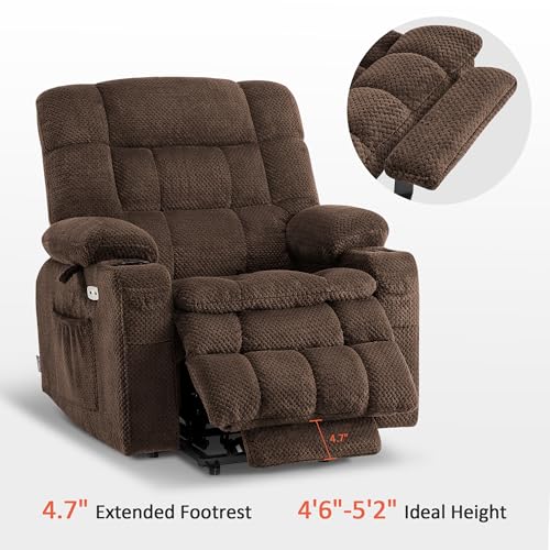 MCombo Dual Motor Power Lift Recliner Chair with Massage and Heat for Elderly People, Infinite Position, USB Ports, Cup Holders, Fabric 7890 (Medium-Regular, Burgundy)