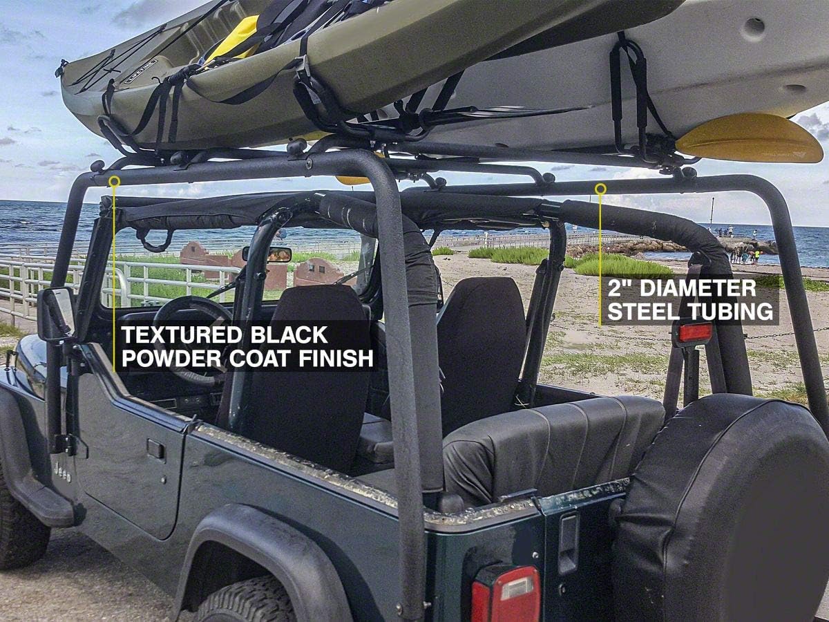 Barricade Roof Rack; Textured Black Compatible with 87-95 Jeep Wrangler YJ