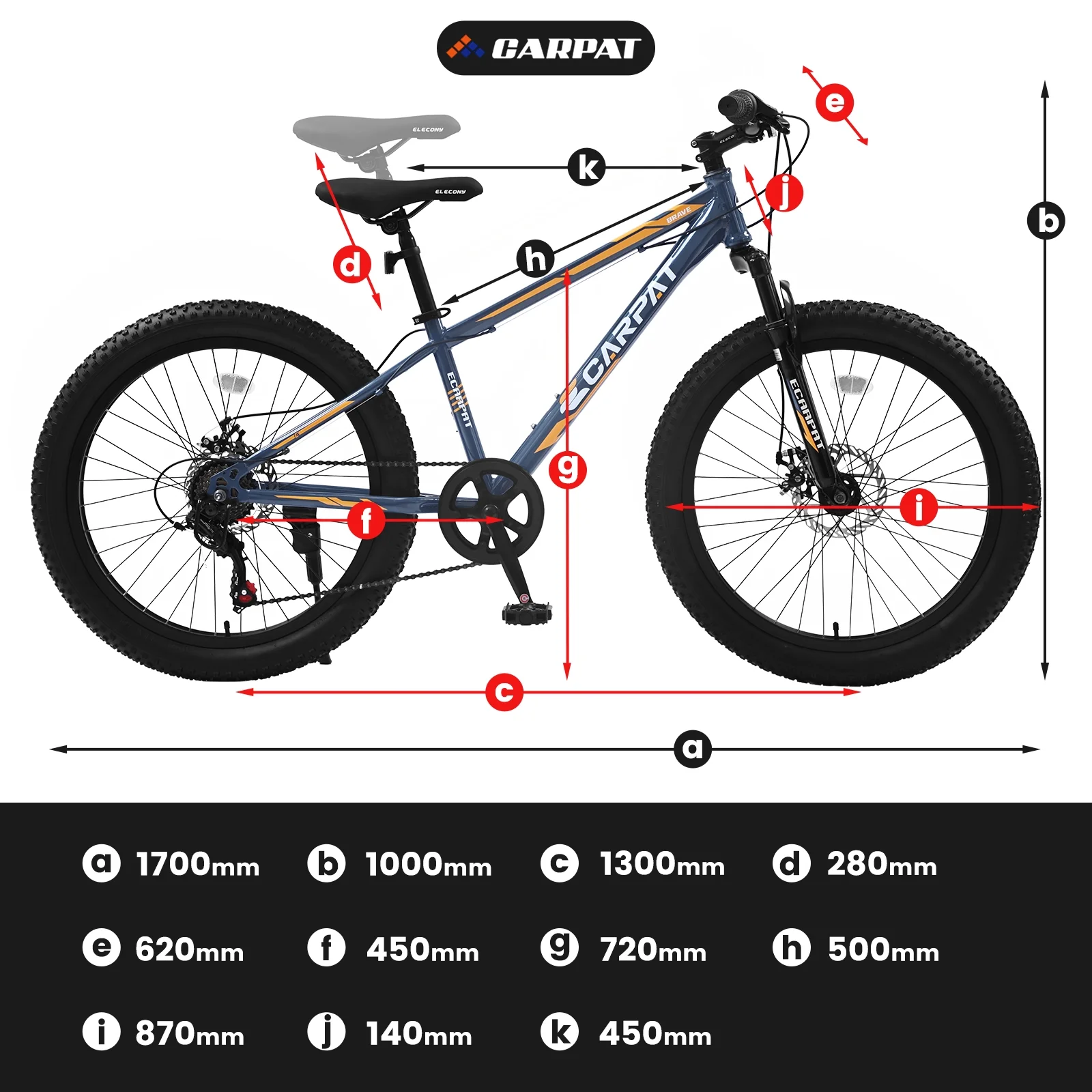 KEHOMY 24 Inch Fat Tire Bike Adult/Youth Full Shimano 7 Speeds Mountain Bike, Dual Disc Brake, High-Carbon Steel Frame, Front Suspension, Mountain Trail Bike, Urban Commuter City Bicycle