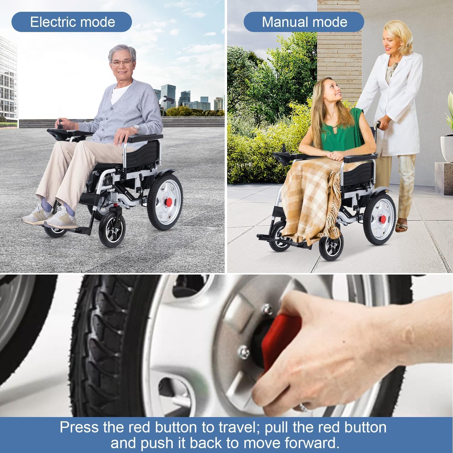 All Terrain Electric Wheelchair Heavy Duty, Foldable Electric Wheelchairs for Adults,Power Wheelchair, Electric Wheelchairs for Seniors,Motorized Wheelchair Portable Airline Approved