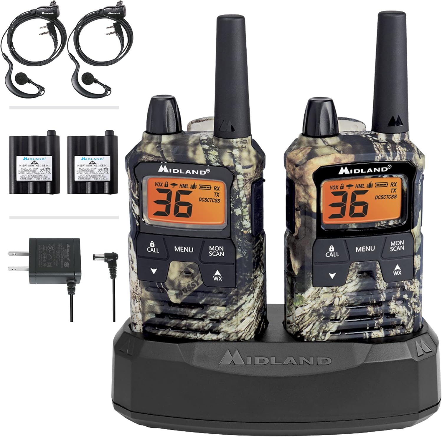 Midland T295VP4 X-TALKER GMRS Long Range Walkie Talkie - Two Way Radio with NOAA Weather Scan + Alert, and 121 Privacy Codes (Camo, 2 Radios)