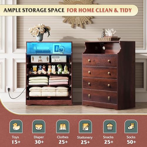 WLIVE Wood Dresser with 5 Drawers, Black Wooden Storage Cabinet, Organizer Drawers for Bedroom, Living Room, Hallway, Measuring 15.75" W * 31.50" D * 45.35" H ﻿