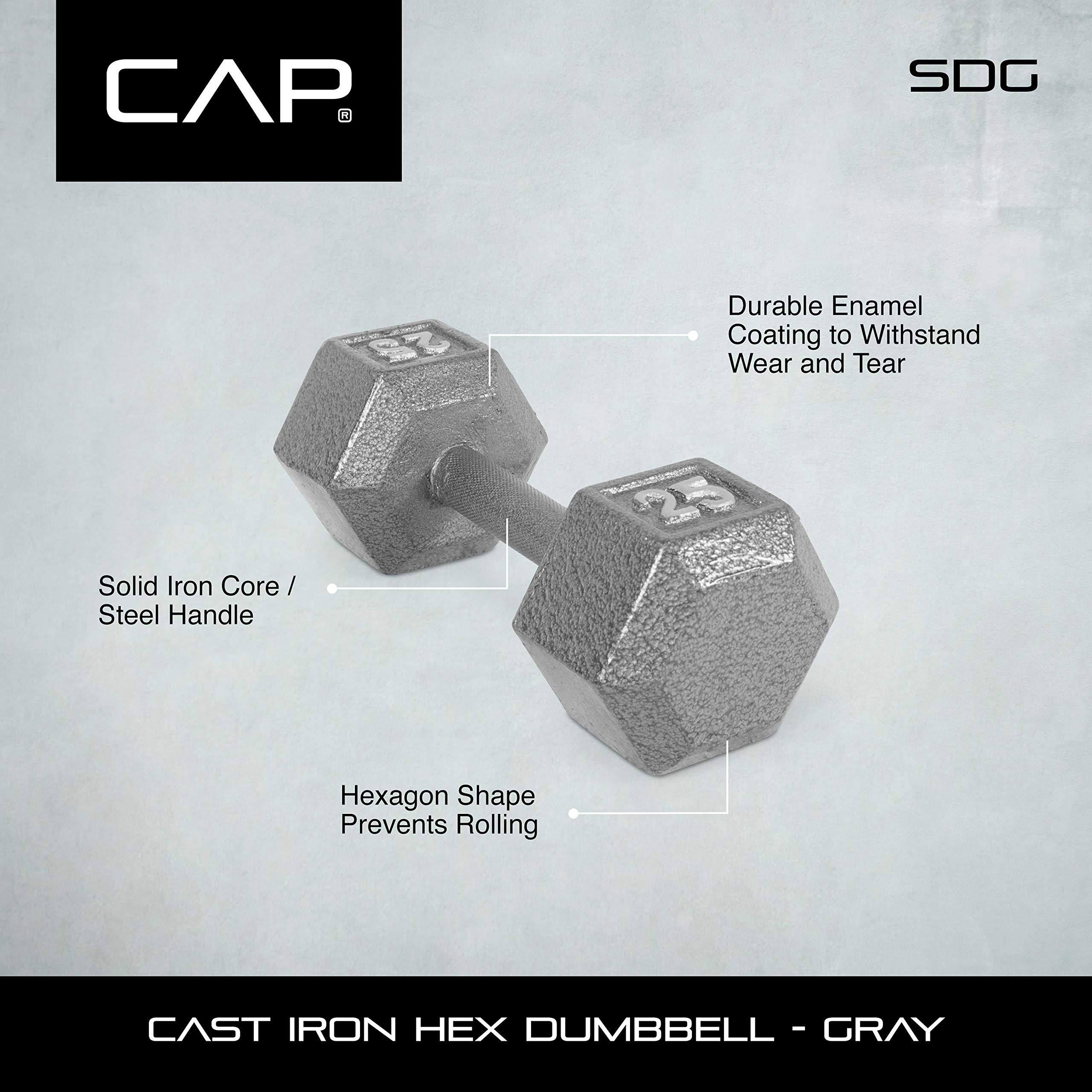 Cap Barbell Grey Solid Hex Dumbbell; 65 lbs