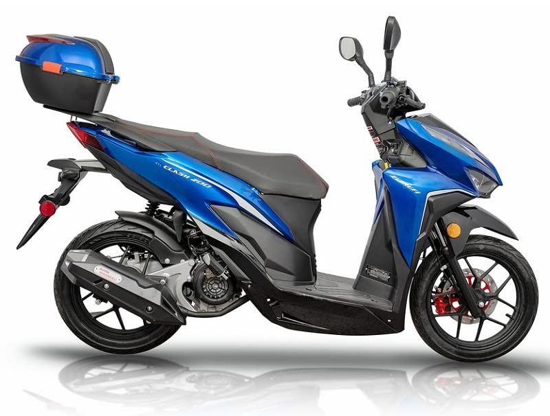 HHH Clash 200 EFI Adult Scooter Vitacci Gas Street Scooter 168cc Motorcycle Fully Automatic, Matching trunk and LED lights (BLUE)