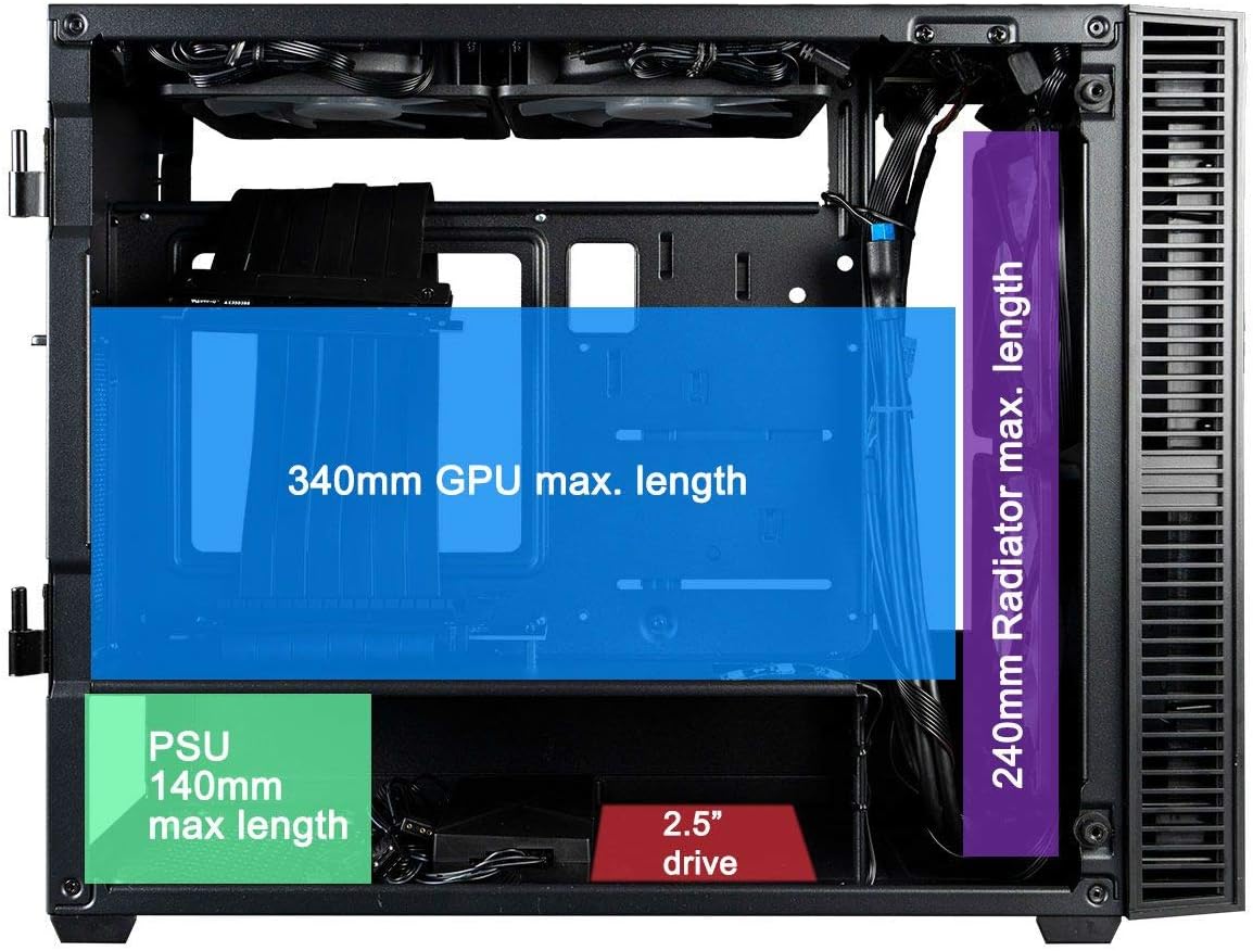 CUK Continuum Mini ITX Gaming Barebone Desktop Case with Z390I Motherboard, Liquid CPU Cooler, and 650W Power Supply Installed