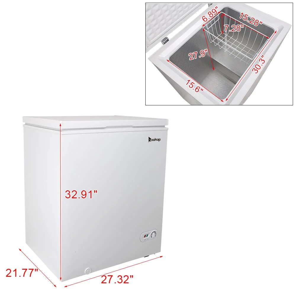 SamyoHome 5.0 Cu.ft Single Door Chest Freezer, White