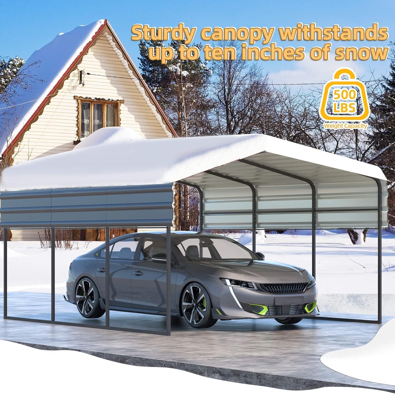 12'x20' Heavy Duty Metal Carport, Multi-Purpose Car Shelter with Galvanized Steel Roof, Upgraded Extra Large Garage for 2 Car, Boats and Tractors