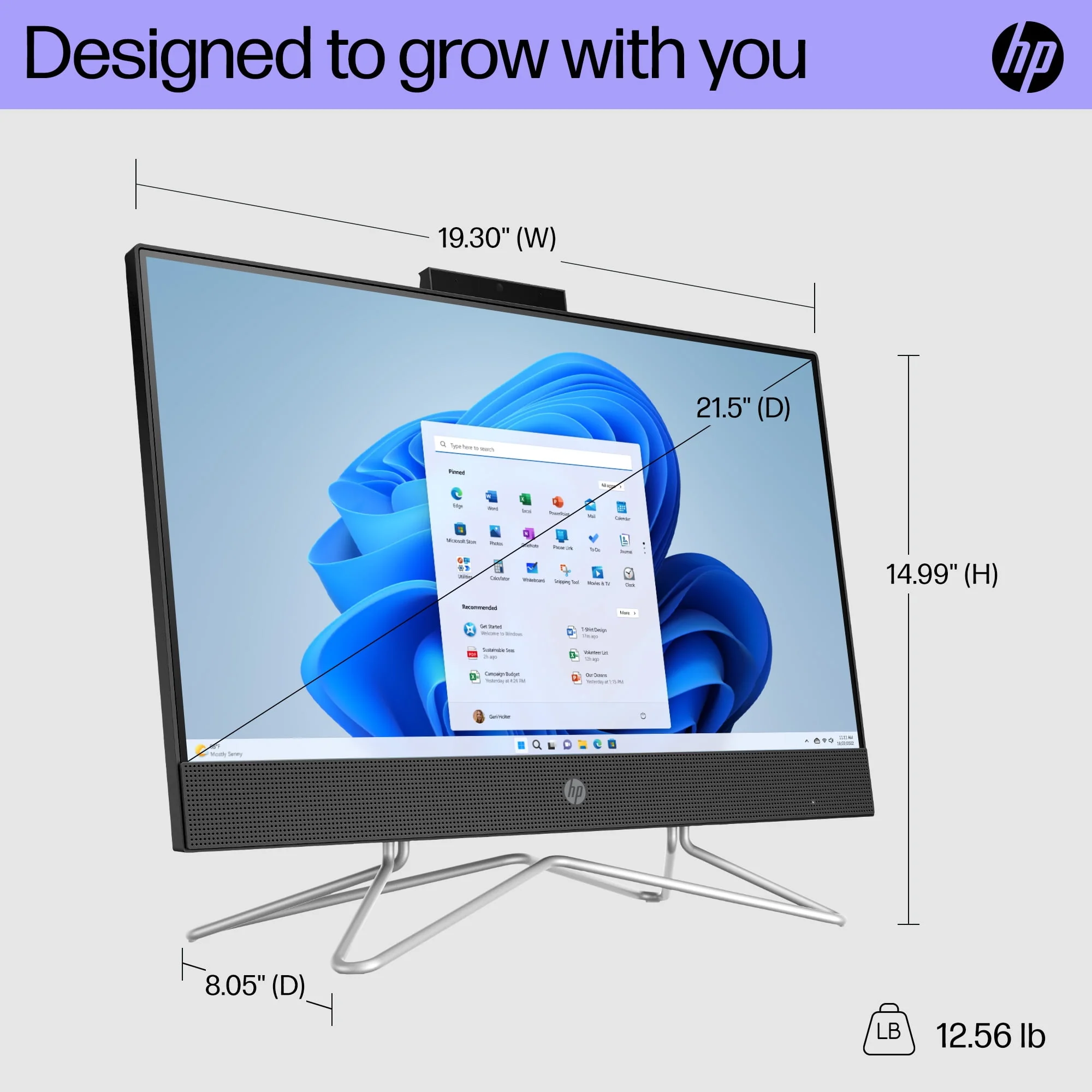 HP 21.5 All-in-One PC, Intel Pentium, 8GB Memory, 128GB SSD, Windows 11 Home S mode, White, 22-dd0143w