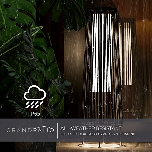 Grand patio Outdoor Floor Solar Light 2-Pack, Wicker Solar Patio Lamp Waterproof Outside Solar Deck Lamp for Porch, Yard, Garden, Lawn Decorations - Light Brown, Gordes 2 PCS