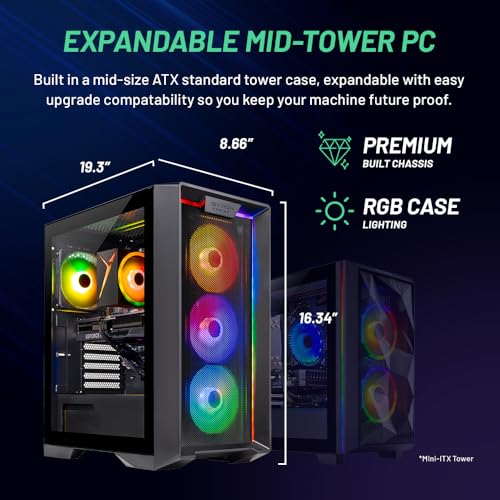 Skytech Azure Gaming PC Desktop, Ryzen 7 9700X 3.8 GHz (5.5GHz Turbo Boost), NVIDIA RTX 4060 8GB GDDR6, 2TB SSD, 32GB DDR5 RAM 6000 RGB, 650W Gold PSU, 360mm ARGB AIO, Wi-Fi, Win 11 Home
