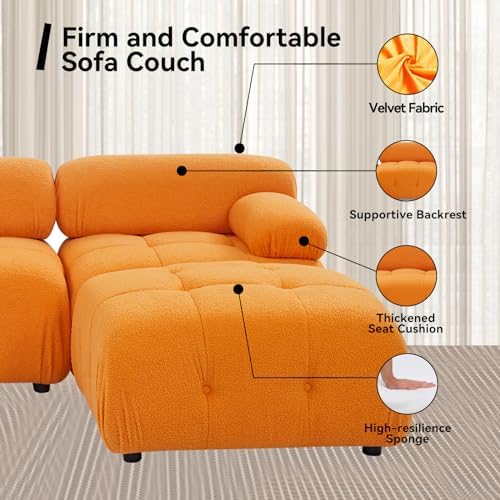 Boucle Bubble Corduroy Cloud couches Couch Modular Cloud Sofa Modern sectional, Teddy Fabric Comfy sectional couches for Living Room dupes Living Room (Beige)