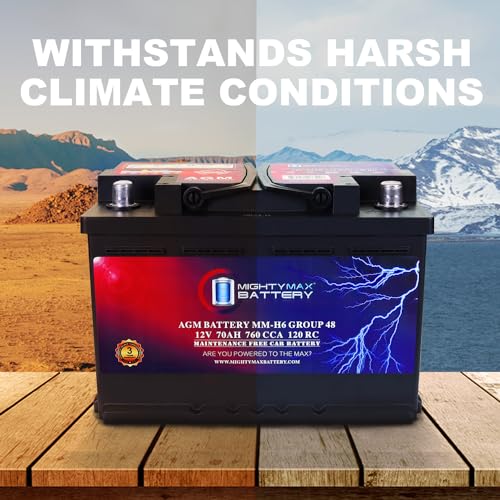 Mighty Max Battery MM-H5 Start and Stop Car BCI Group Size 47 12V 60 AH, 100RC, 680 CCA Rechargeable AGM Car Battery