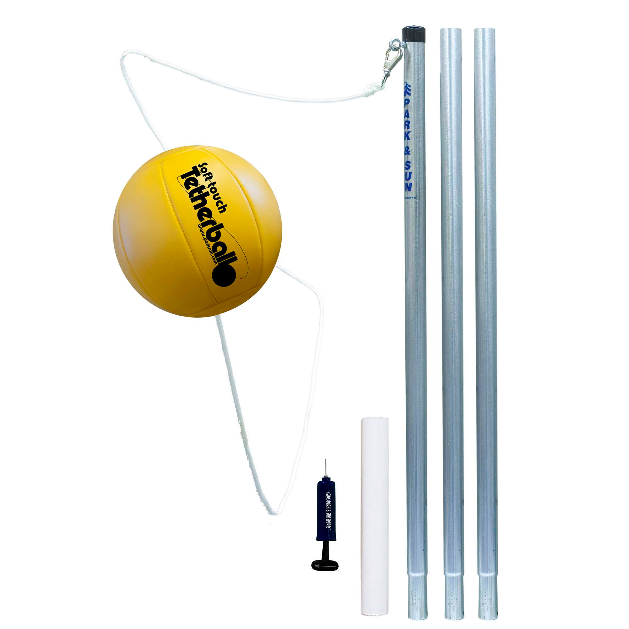 Park and Sun Sports Deluxe Heavy-Duty Backyard Tetherball Game, Silver/Yellow