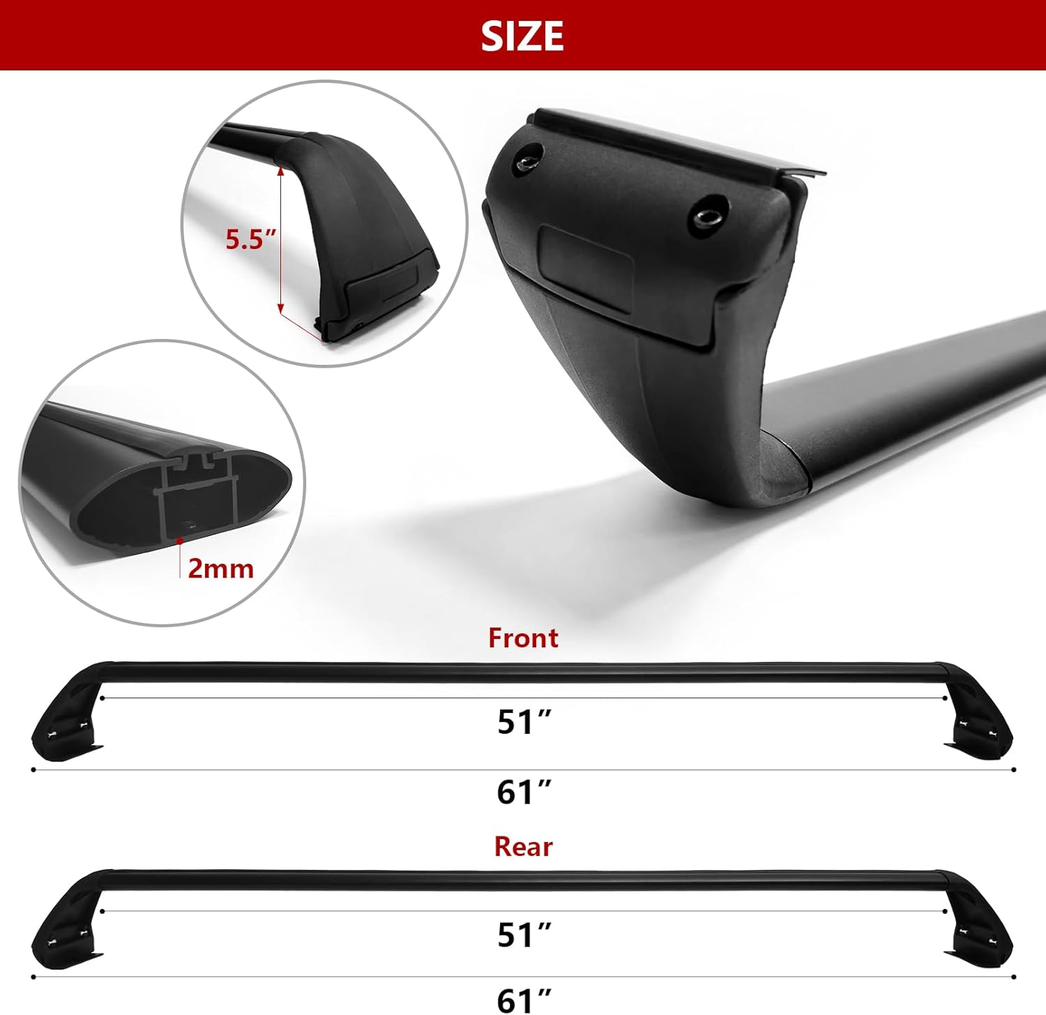 Roof Rack Cross Bars for 2020-2023 Jeep Gladiator and Jeep Wrangler 2007-2023(ONLY FIT Hard Roof Top), Heavy Duty Aluminum Roof Rack for Kayak Cargo Carriers Luggage(Max Loading 260lbs)