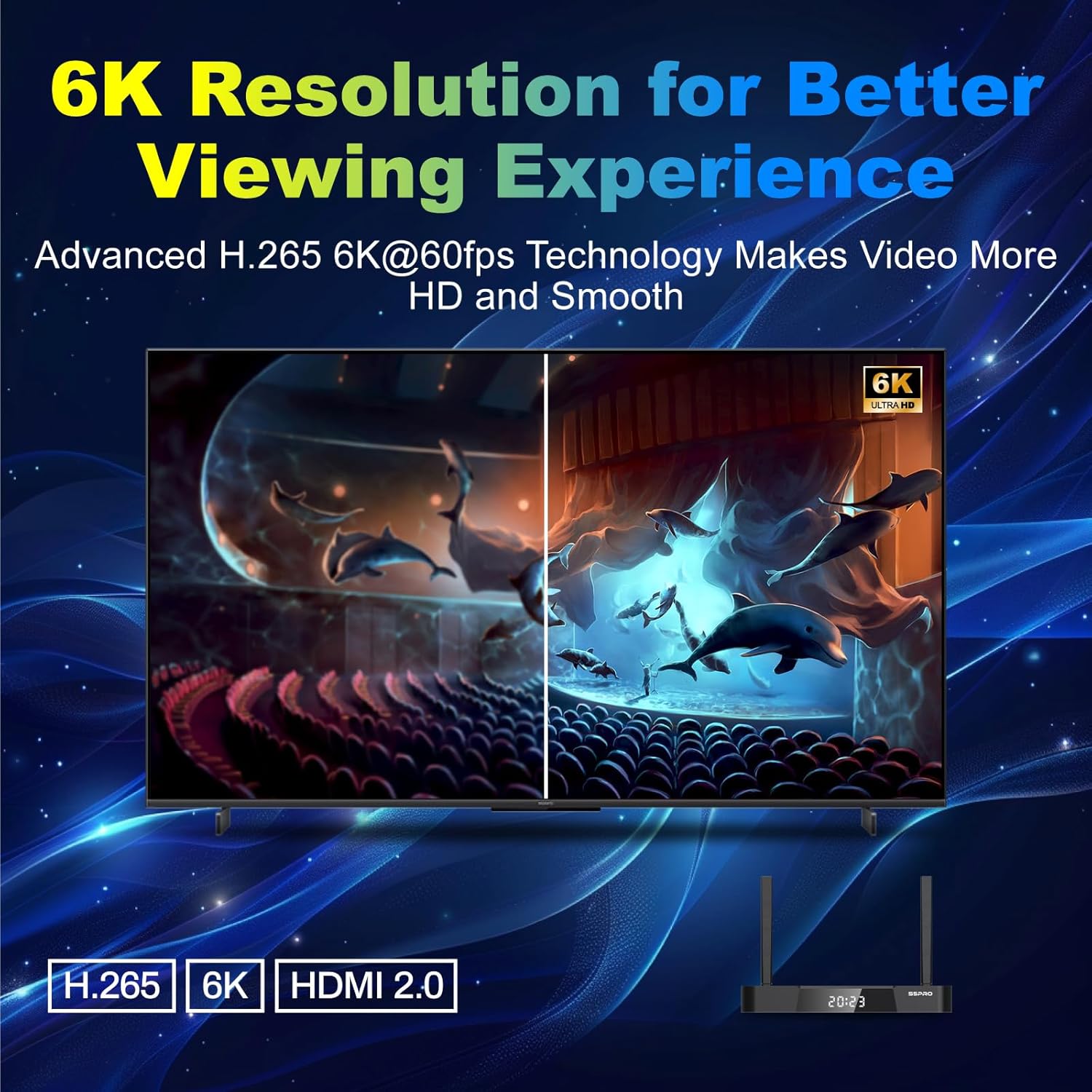 Super Stream S-5-P R O TV Box,with Channels Free,4GB RAM+32GB ROM,with Voice Remote,6K HDMI,2T2R,1*Portable Audio,1*Sunset Light,Dual Band Wifi,Newest Version Super Bundle Box,Detailed Setup Guide