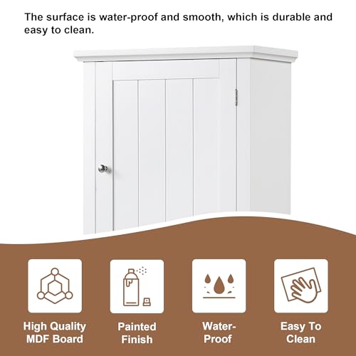 Tall Bathroom Storage Cabinet, Freestanding Storage Cabinet with 2 Doors, 5 Shelves, and 1 Drawer, Narrow Bathroom Cabinet with Adjustable Shelf, Linen Cabinet for Living Room and Bedroom (White)