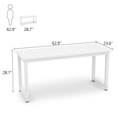 Tribesigns Modern Computer Desk, 63 x 31.5 inch Large Executive Office Desk Computer Table Study Writing Desk Workstation for Home Office, Spliced Desktop, White