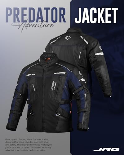 JAG Touring Motorcycle Jacket for Men, Dual Sports Water Resistant Adventure Riding Jacket with Cordura Fabric & CE Armor