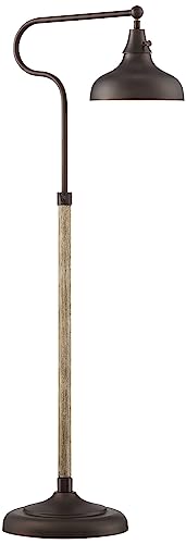Franklin Iron Works Ferris Industrial Rustic 57" Tall Downbridge Pharmacy Floor Lamp Bronze Faux Wood Grain Metal Adjustable Dome Shade for Living Room Reading Family Bedroom Office House Home