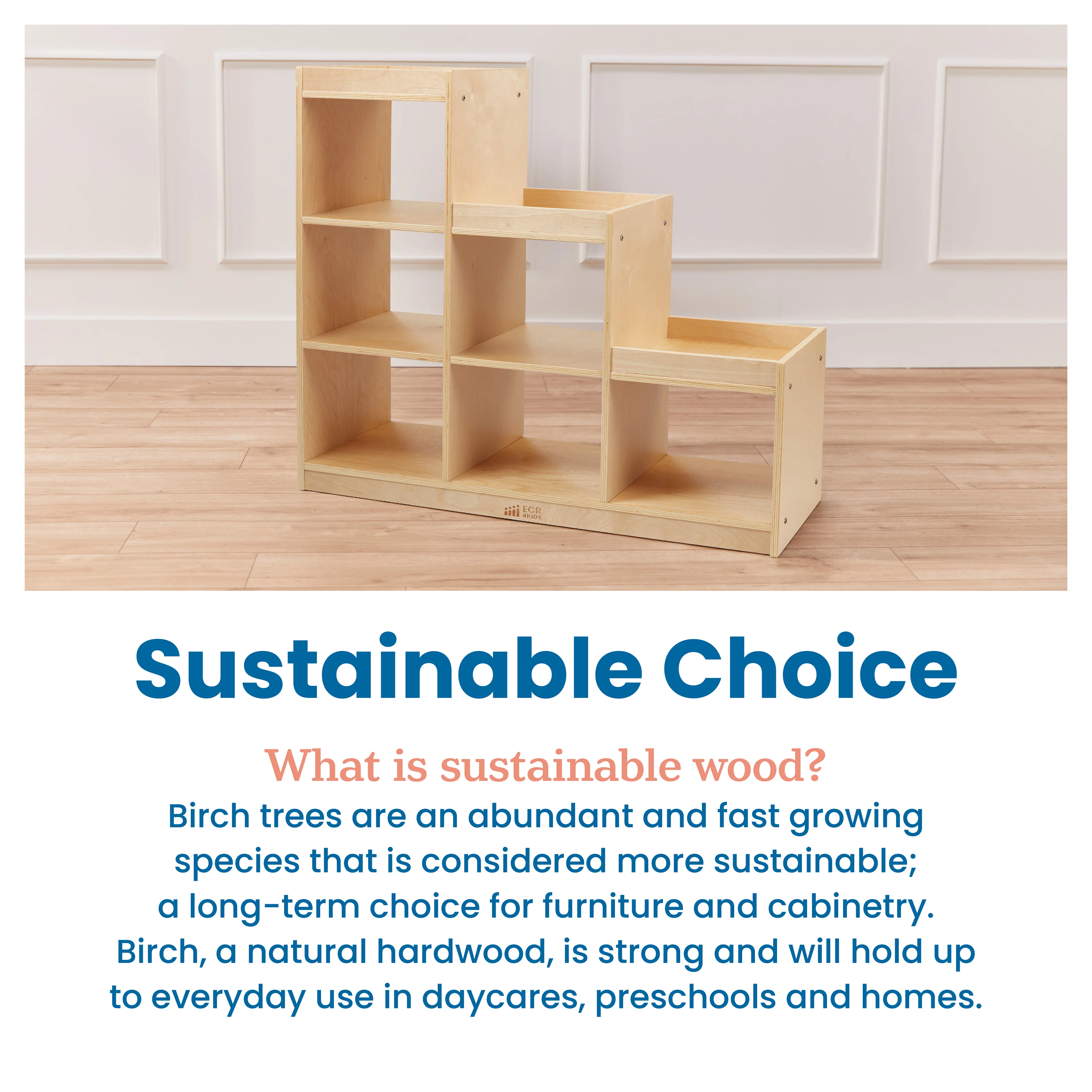 ECR4Kids 3-2-1 Cube Storage Cabinet, Kids Furniture, Natural
