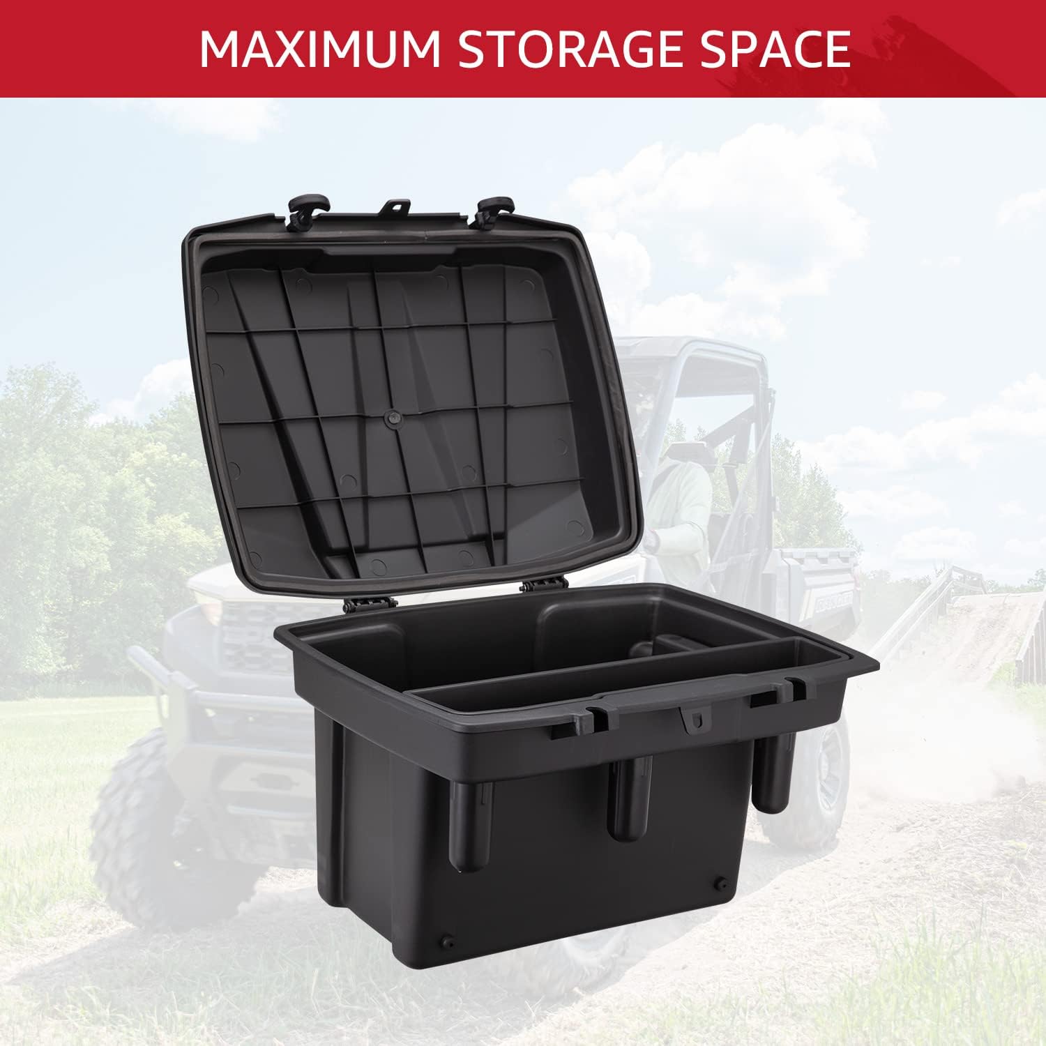 HAKA TOUGH Ranger Storage Box, Ranger Bed Trunk Cargo Tool Box Compatible with 2009+ Polaris Ranger Crew Ranger XP General 1000 Cfmoto Uforce 500/800 Accessories