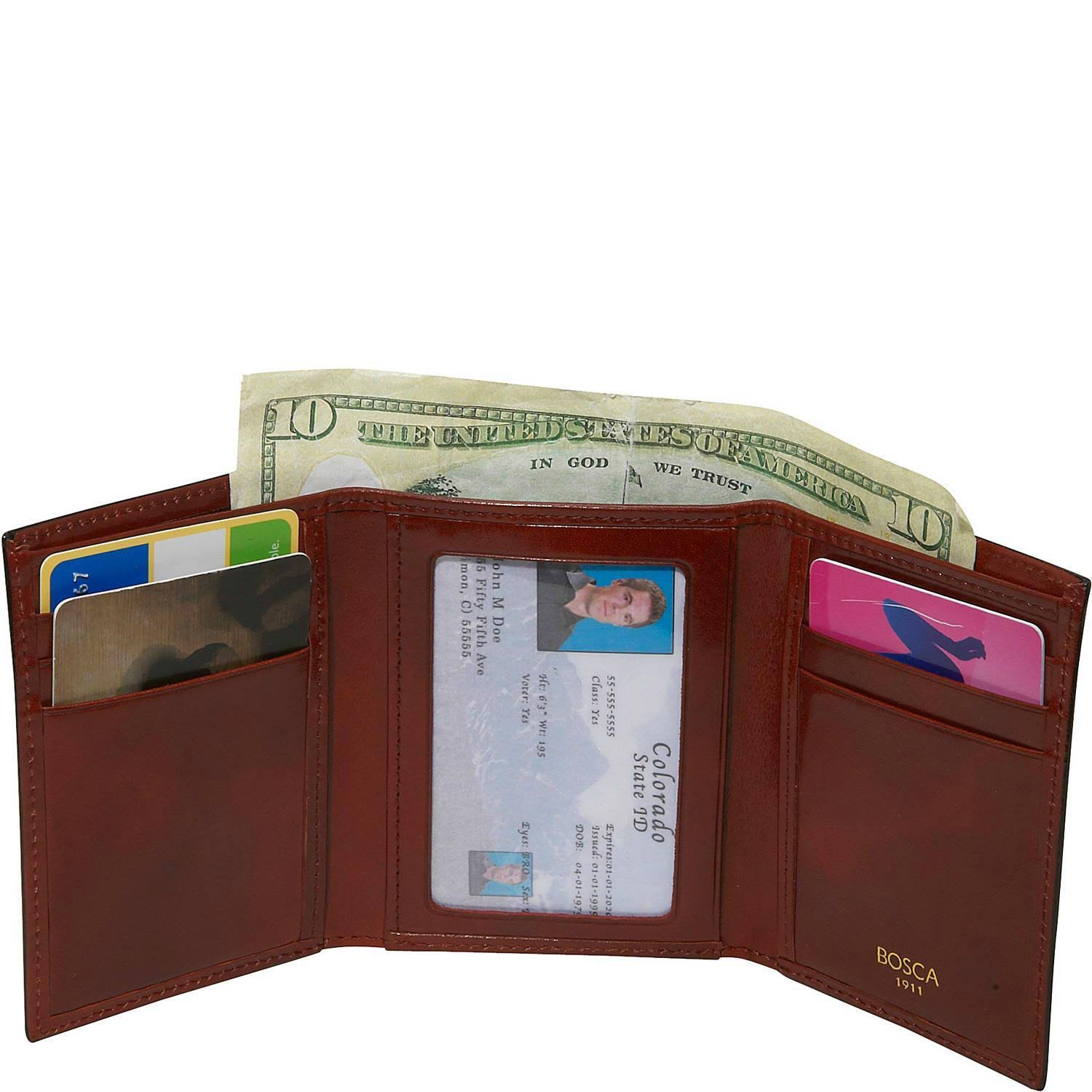 Bosca Old Leather Double ID Trifold - Dark Brown