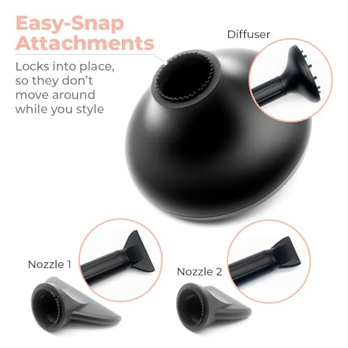 DryQ Smart Hair Dryer from SRI | Infrared and Ionic Technology - Lightweight + Foldable - Powerful + Quiet - 3 Magnetic Attachments - Heat Control with Locking Switch