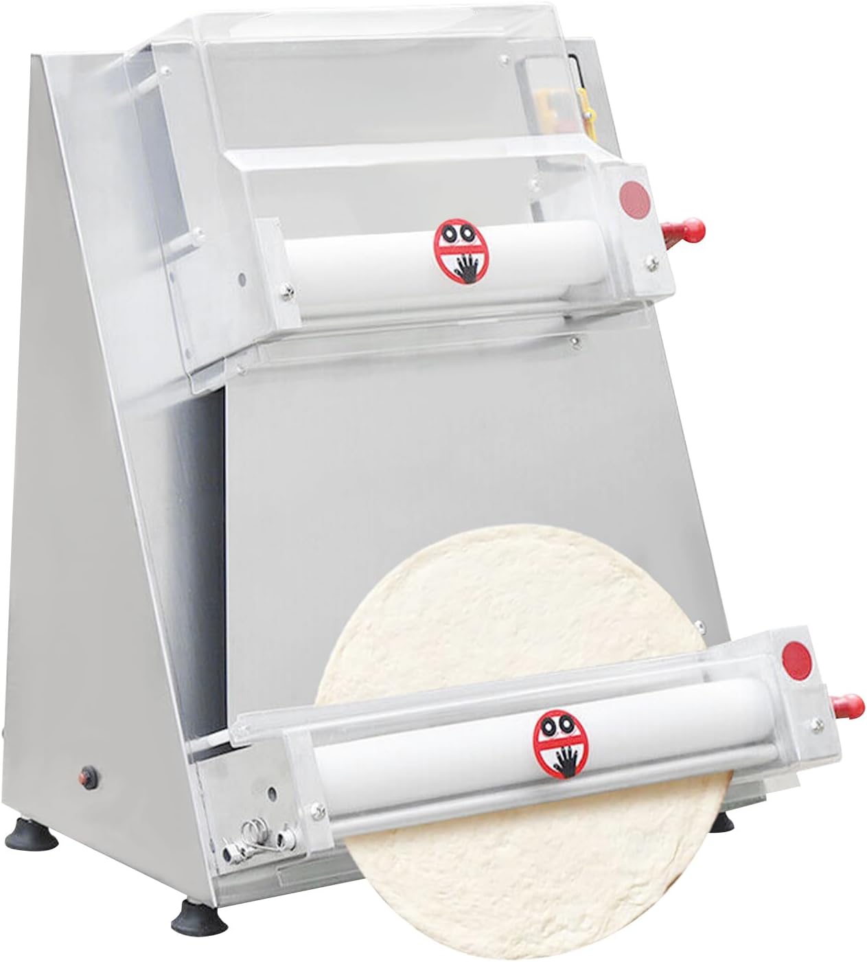 Commercial Dough Roller Sheeter, Automatic 370W Electric Pizza Dough Roller, Stainless Steel Adjustable Thickness Dough Machine, 5s Fast Production, for Pasta Maker Equipment