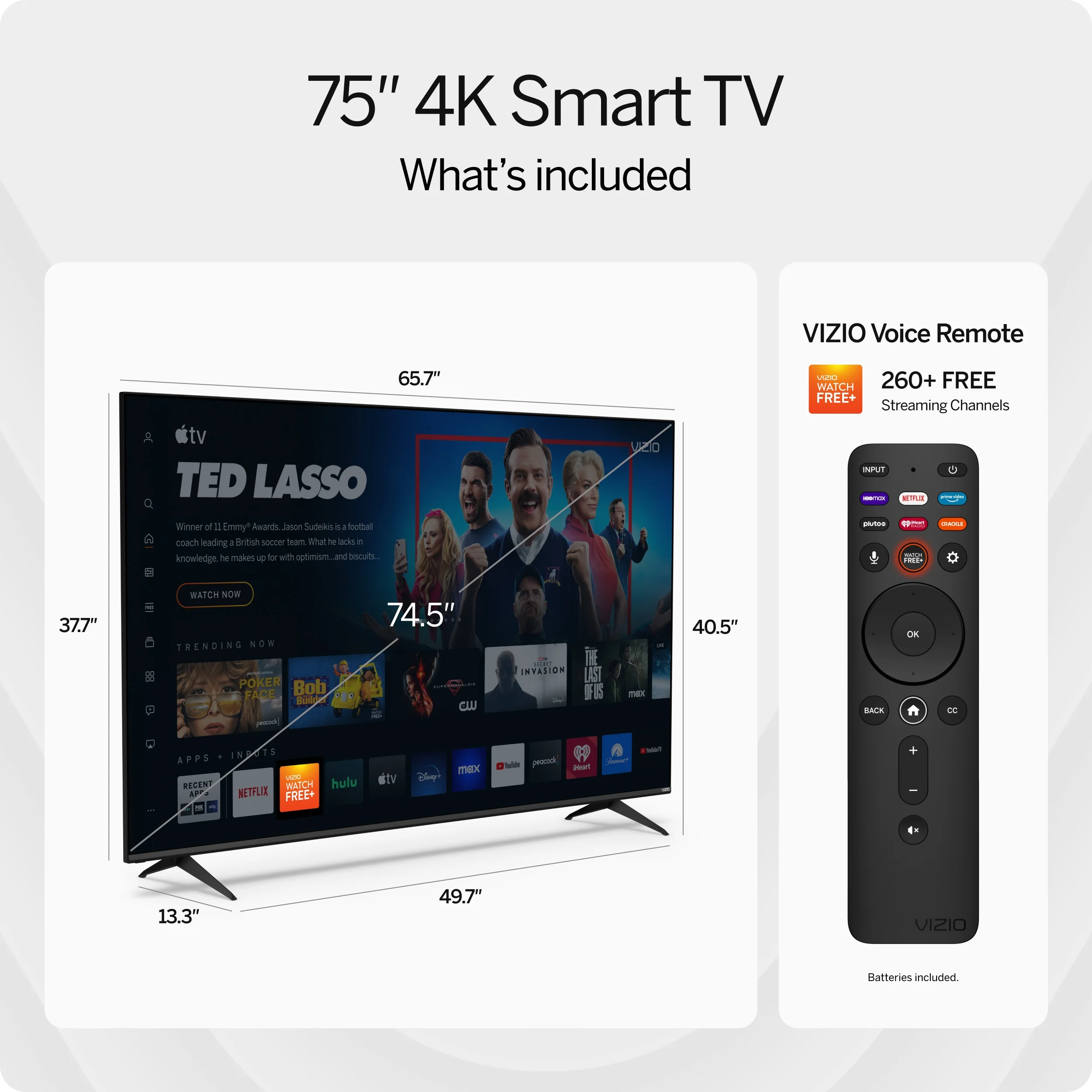 VIZIO 75 Class V-Series 4K LED HDR Smart TV 2023 V755M-K03