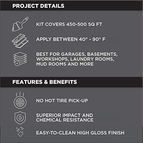 Rust-Oleum 293513 RockSolid Polycuramine Garage Floor Coating, 2.5 Car Kit, High Gloss Gray
