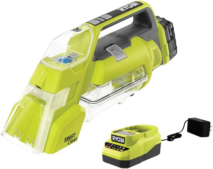 RYOBI ONE+ 18V Cordless SWIFTClean Spot Cleaner Kit with 2.0 Ah Battery and Charger, 7X10