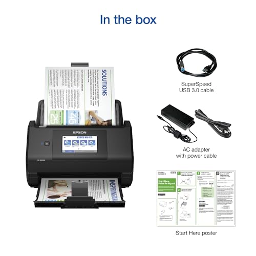 Epson Workforce ES-580W Wireless Color Duplex Desktop Document Scanner for PC and Mac with 100-sheet Auto Document Feeder (ADF) and Intuitive 4.3" Touchscreen