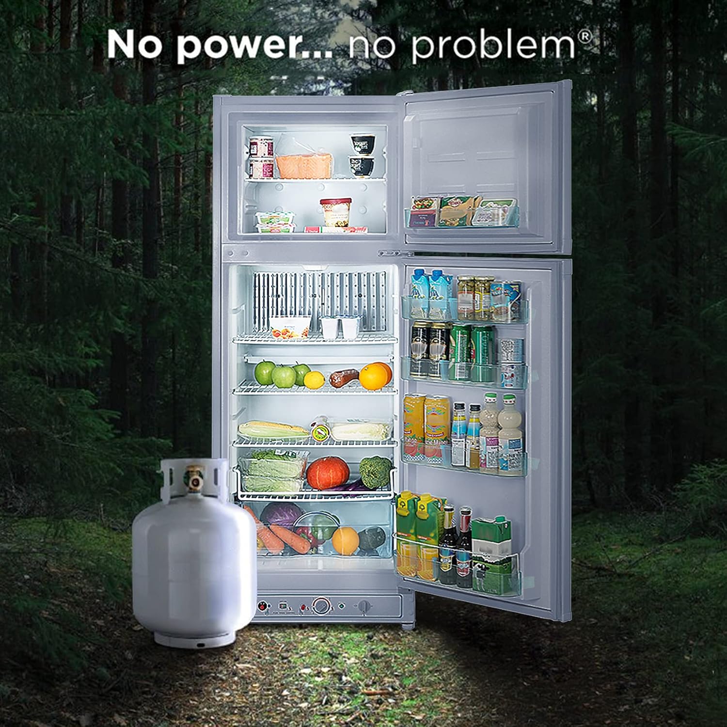 SMETA Propane Refrigerator with Freezer, Large Gas Fridge Absorption Camping Refrigerator Dual Powered Electric 110V, 6.1 Cu.ft, Gas Refrigerator OFF-Grid White