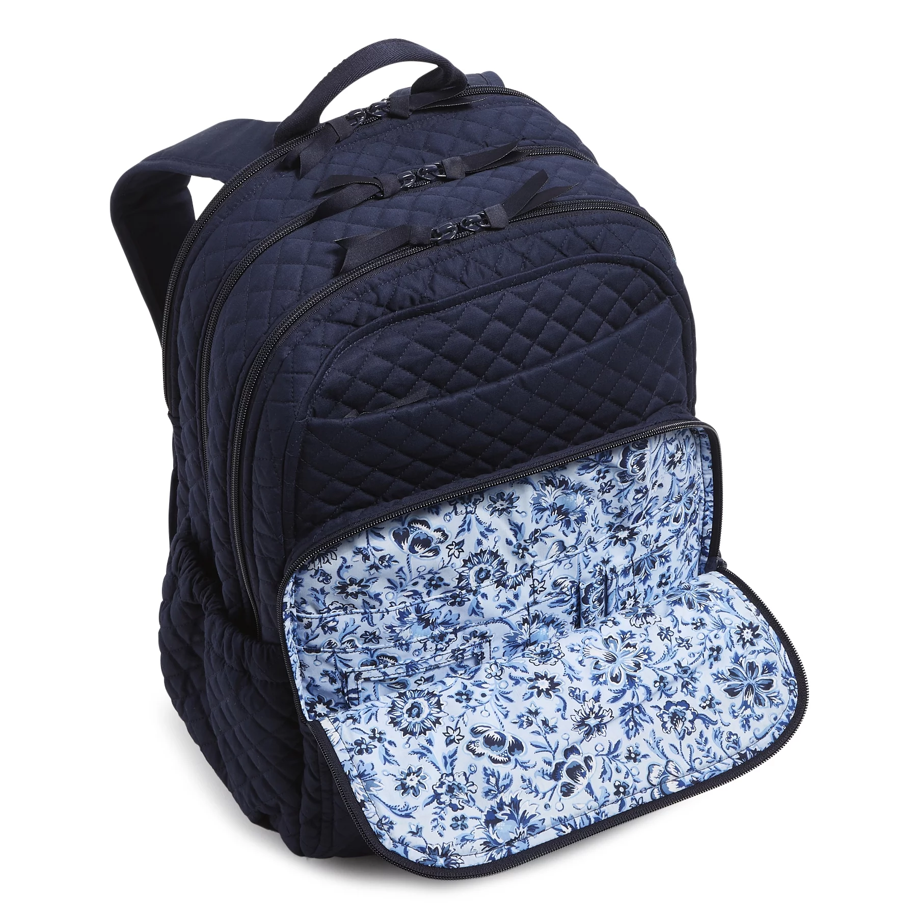Vera Bradley Women's Cotton XL Campus Backpack Classic Navy