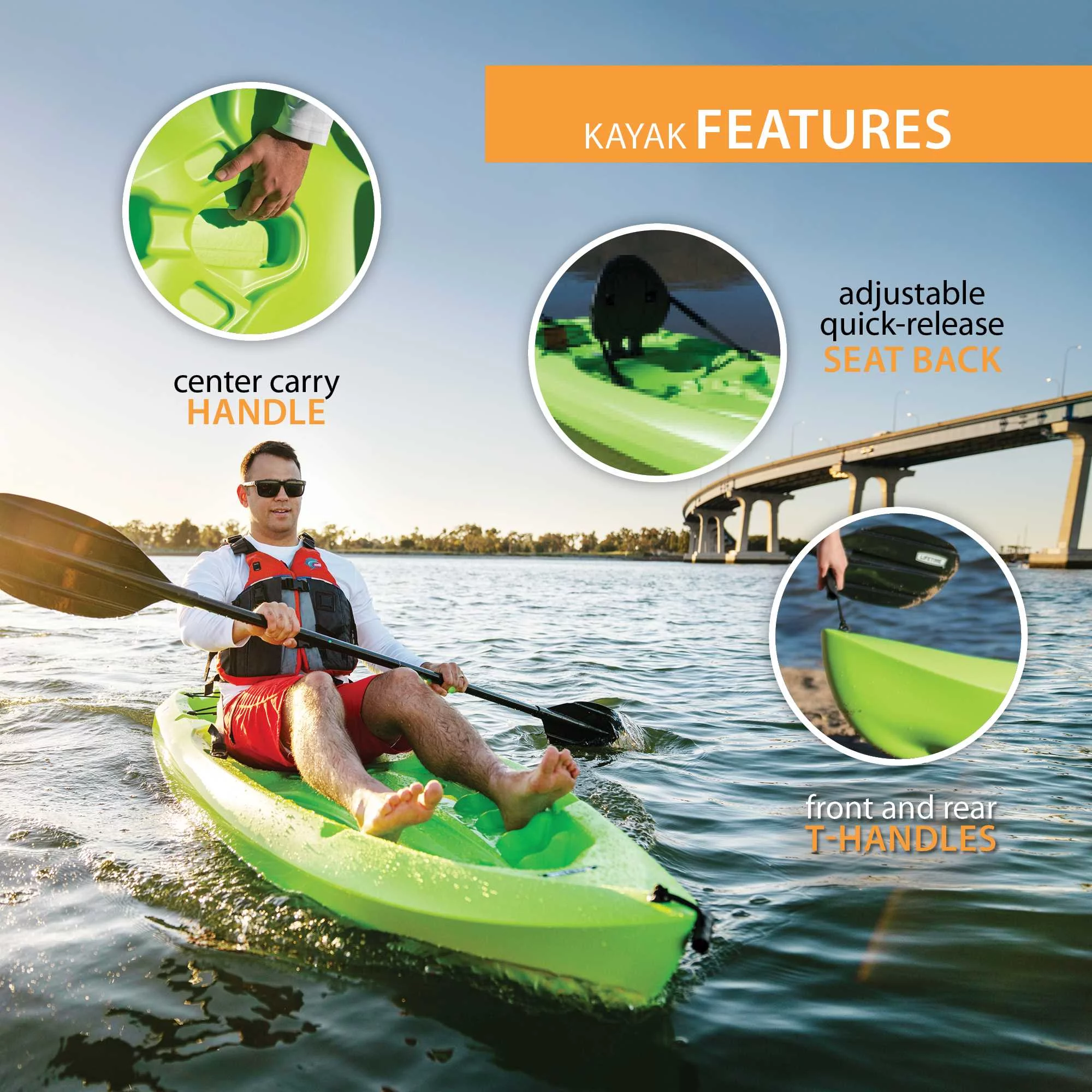 Lifetime Daylite 8 ft Sit-on-top Kayak (Paddle Included), Dark Blue