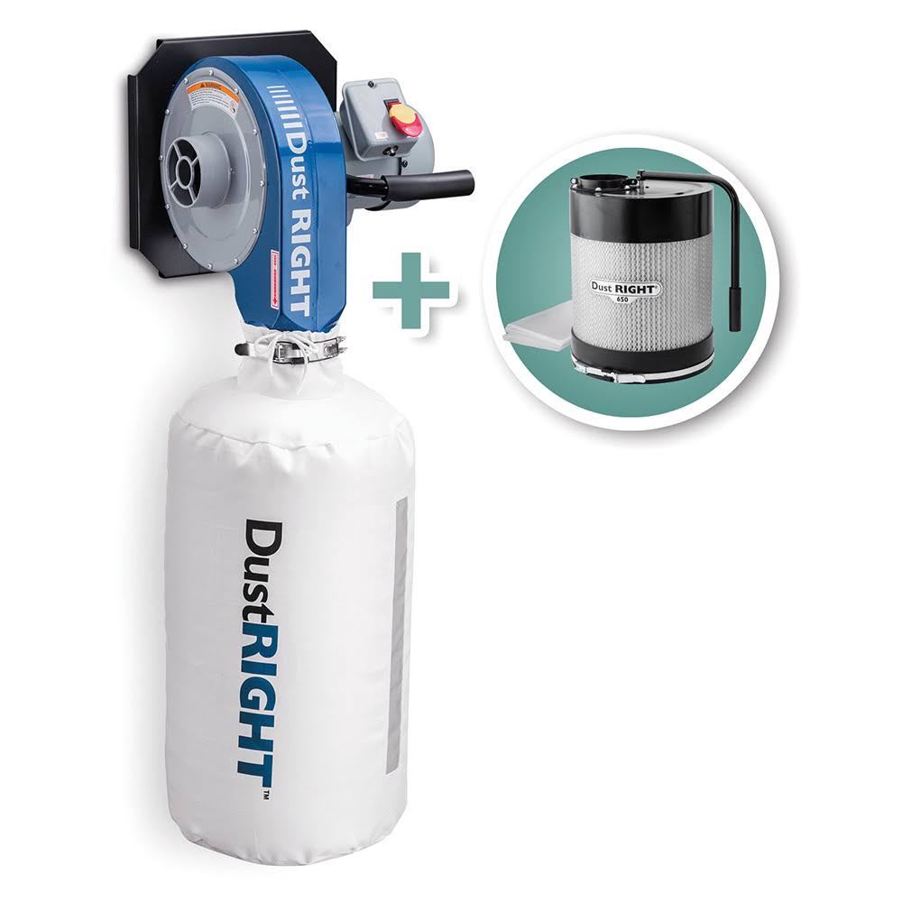 Rockler Dust Right 650 CFM Wall-Mount Dust Collector with Canister Filter 66301