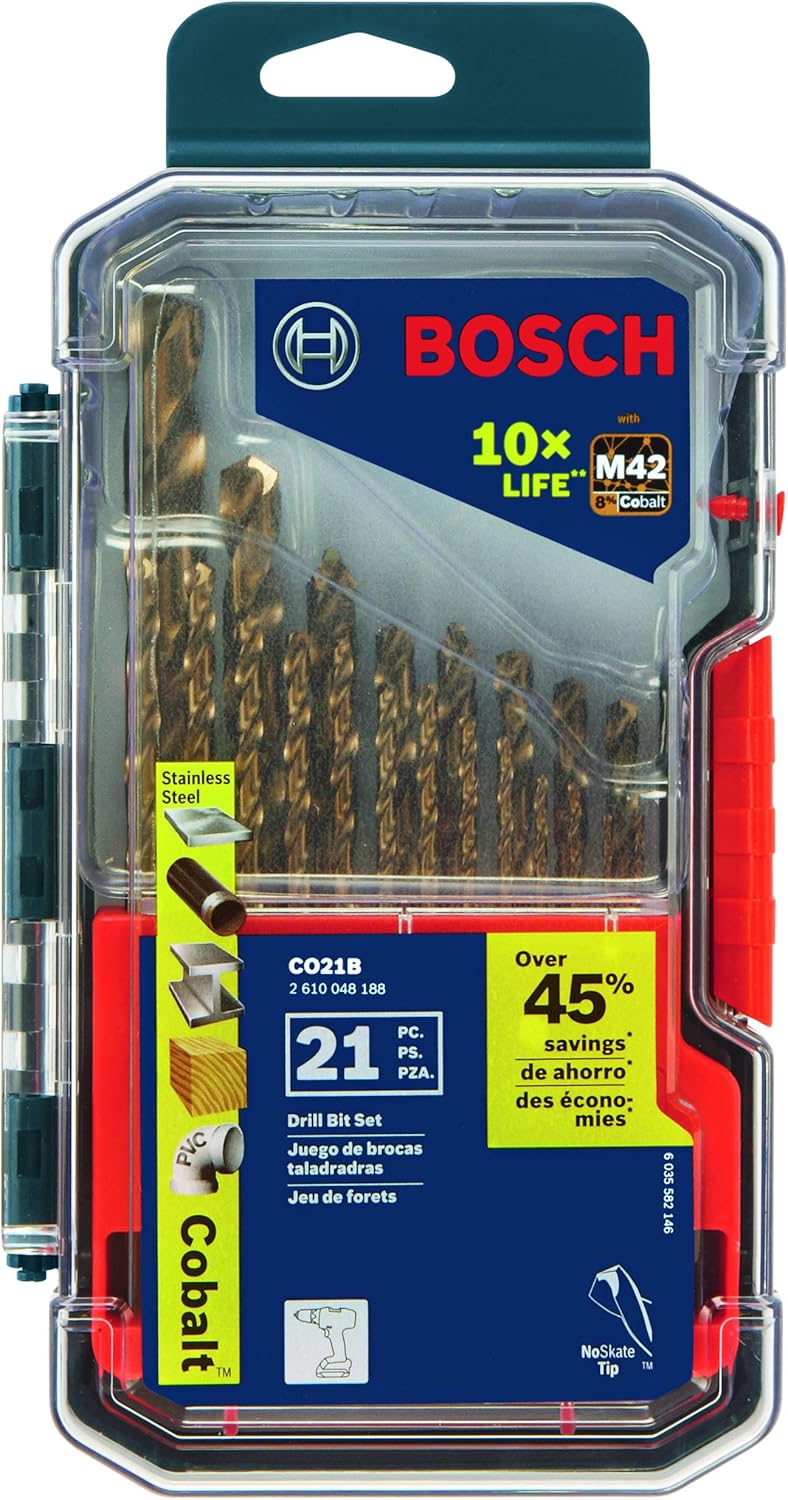 BOSCH CO21B 21 Pc. Cobalt M42 Drill Bit Set Pack of 2