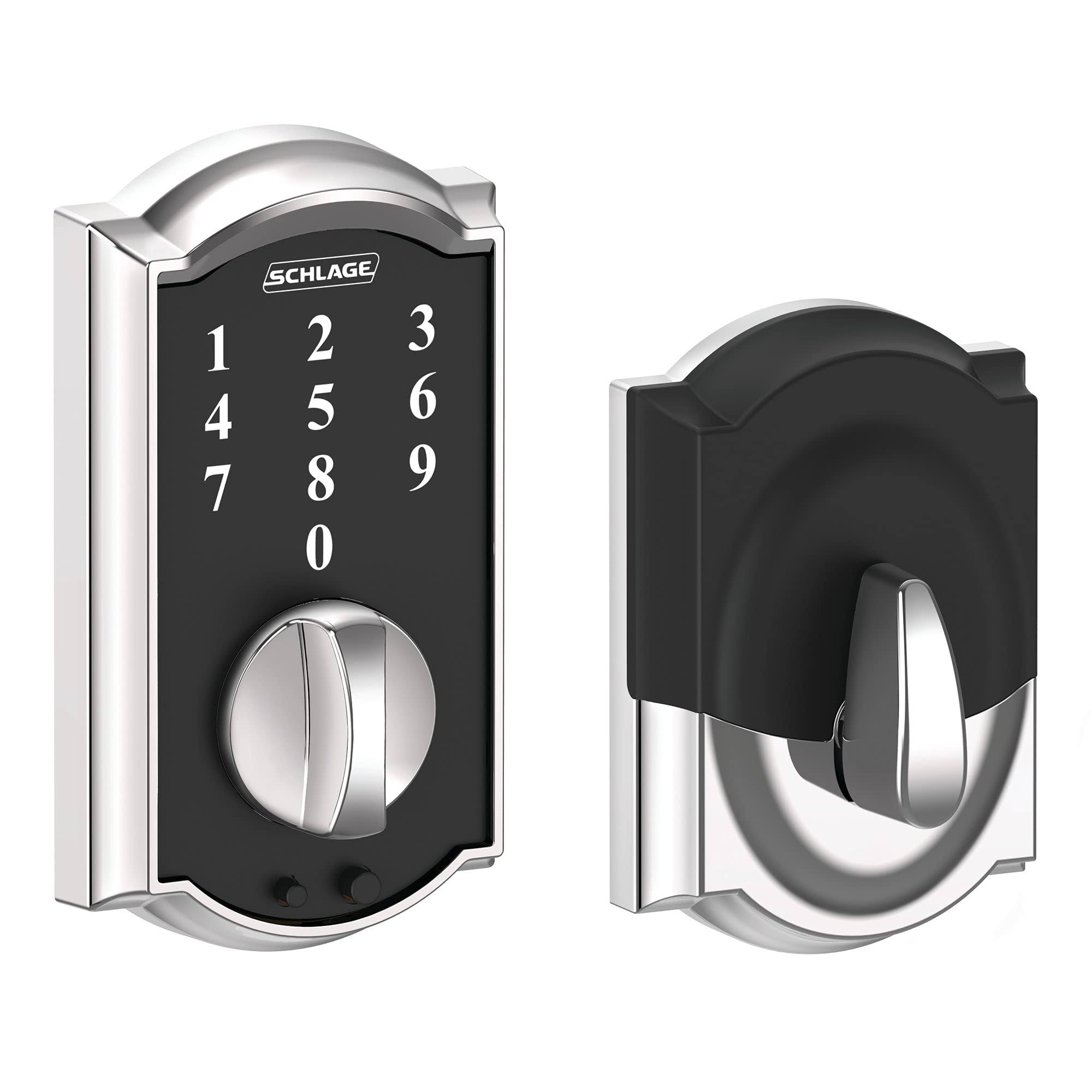 Schlage BE375-CAM Camelot Touch Keyless Electronic Deadbolt - Bright Chrome
