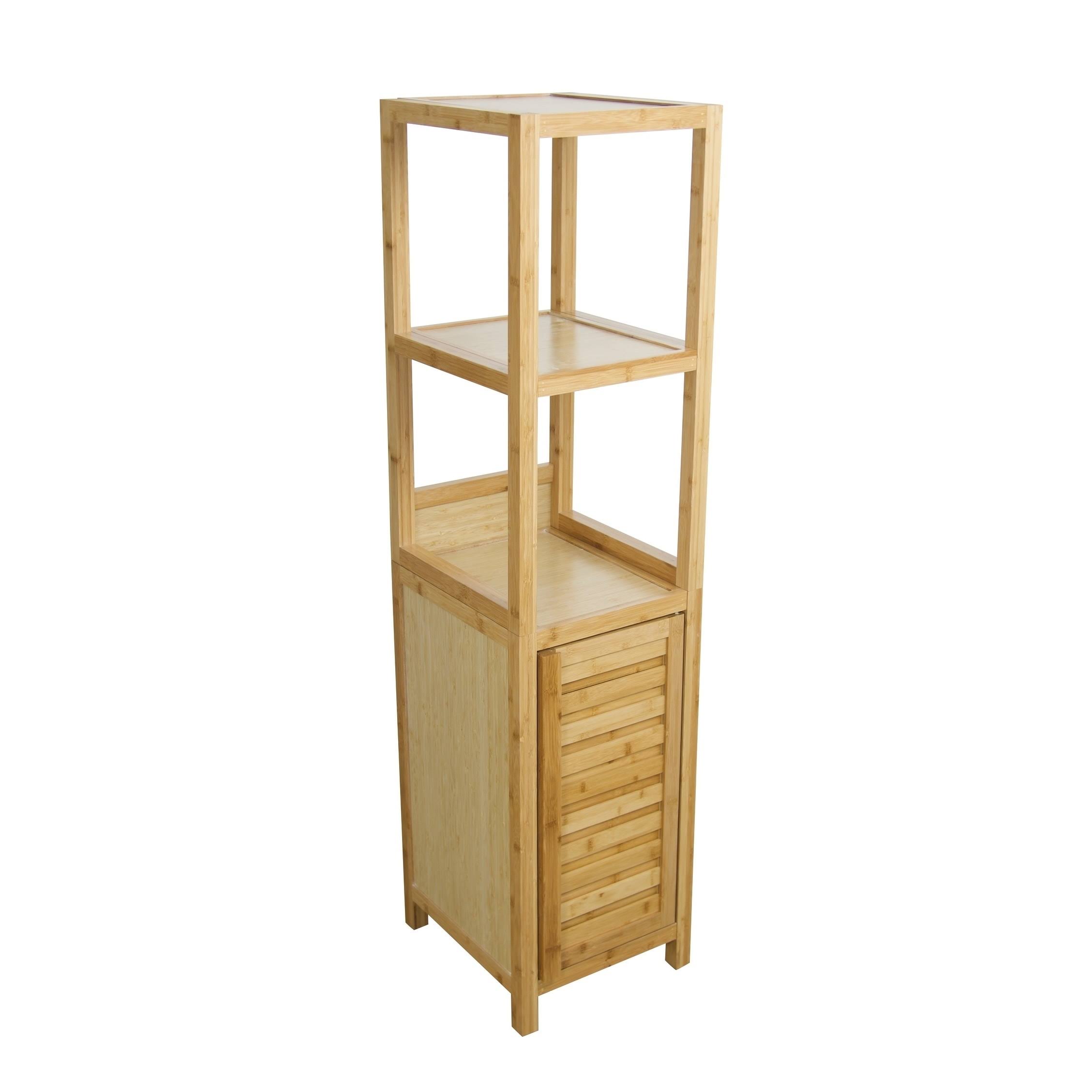 Porch u0026 den Burning Tree Solid Bamboo Spa Storage Tower Cabinet - Tan