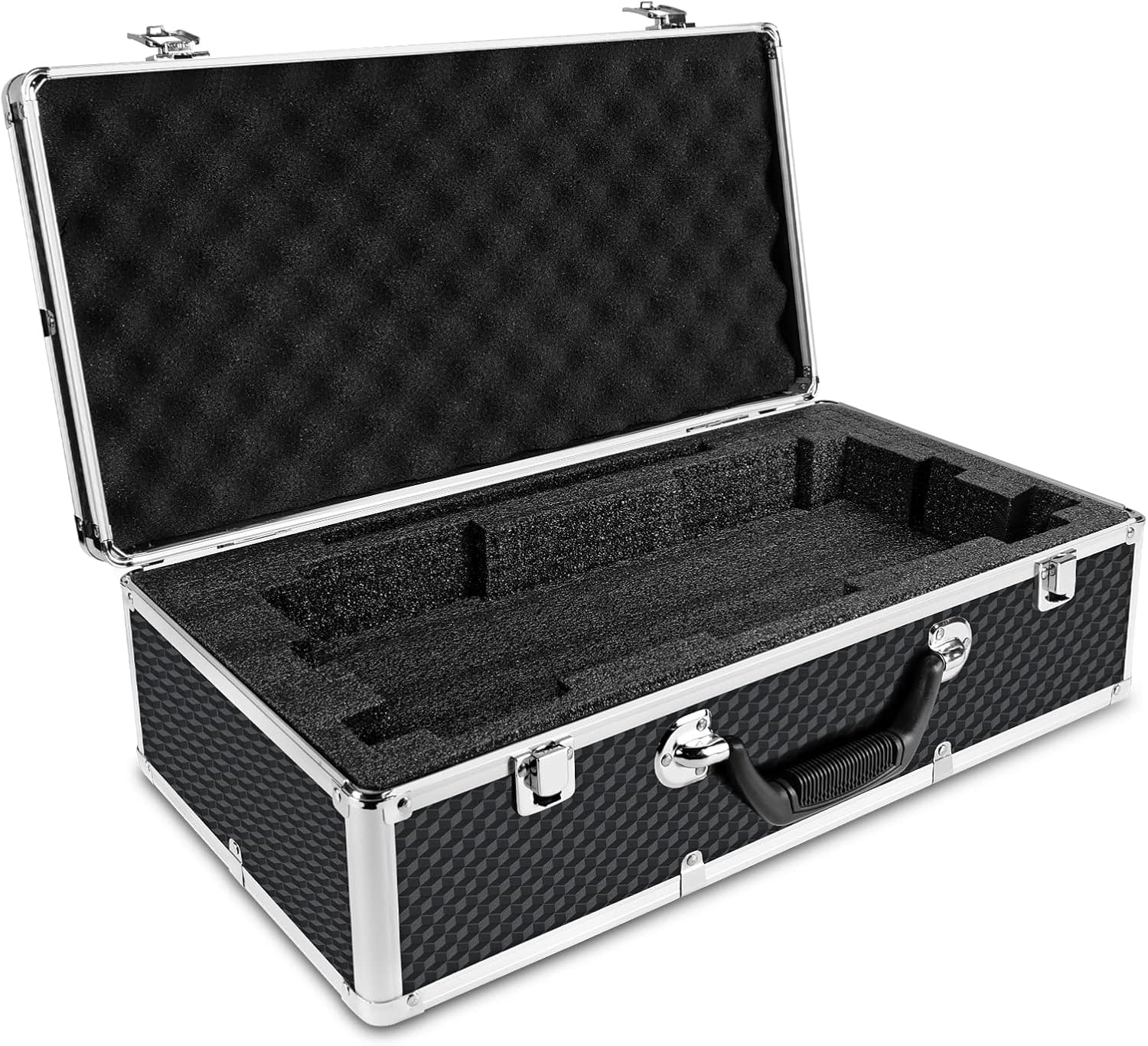 Phenyx Pro Large Size Carrying Case, Customizable Pre-Diced Foam, Aluminum Alloy Sturdy Build, Ideal for Wireless Mic System Storage & Camera Gear Transportation Pack of 2