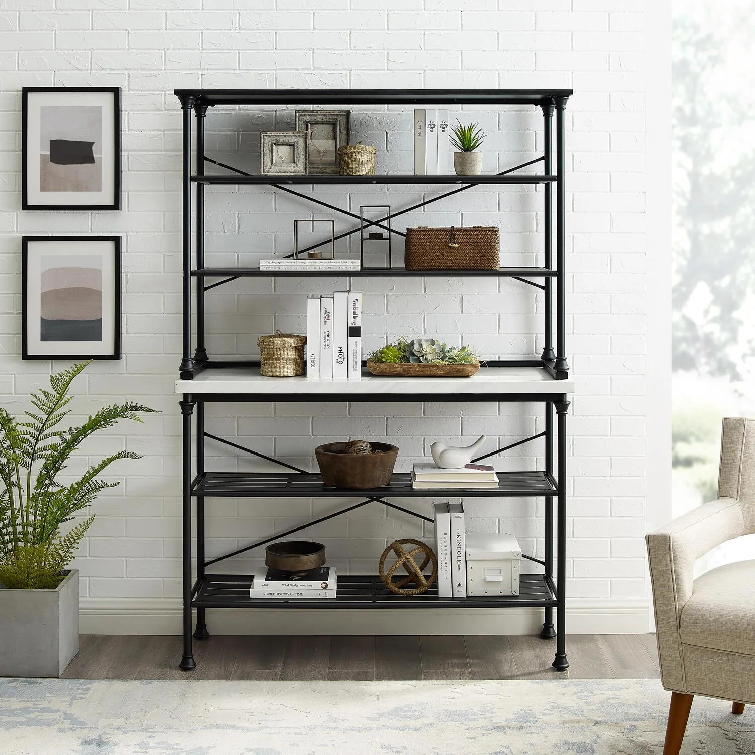 HomeStock Retro Renaissance Baker's Rack Matte Black - Console & Hutch