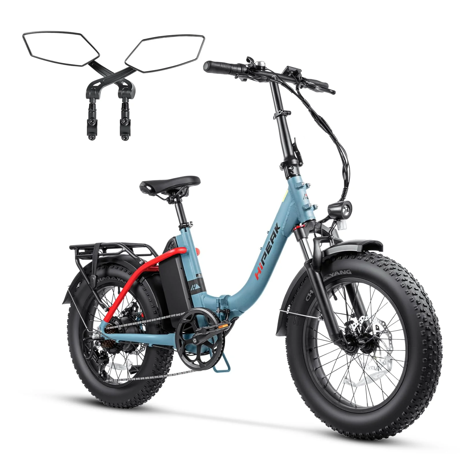 Hipeak 750W Electric Bike for Adults Folding Ebike 48V 15Ah 20 x 4.0 Fat Tire Electric Bike with Removable Battery, Foldable Adults Electric Bicycles 25MPH Front Suspension