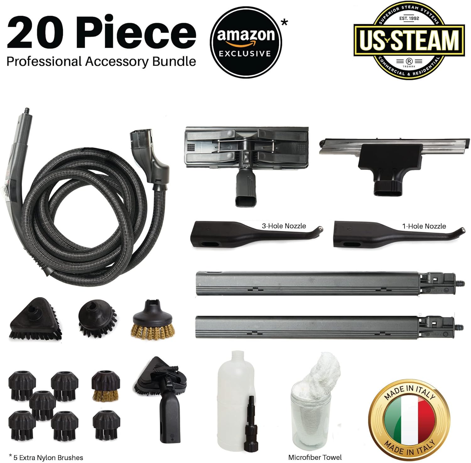 Falcon Commercial Steam Cleaner. Professional Steamer, Portable, All Purpose Steam Cleaner, Auto Detailing Steamer - Auto Interior steamer for Cars, Bathroom Tiles, Grout and Tile, Furniture,
