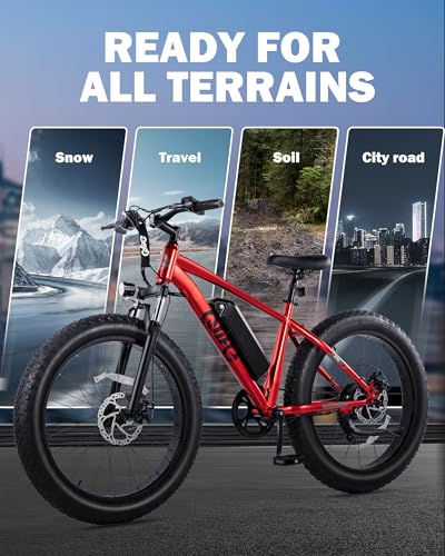 Racer Plus Adult Electric Bicycle, Peak 1000W Motor Electric Bike for Adults, Up to 28MPH 65Miles, 26x4.0 Fat Tire Electric Mountain Bike with 48V 13AH Battery, 7 Speed Front Suspension E Bike