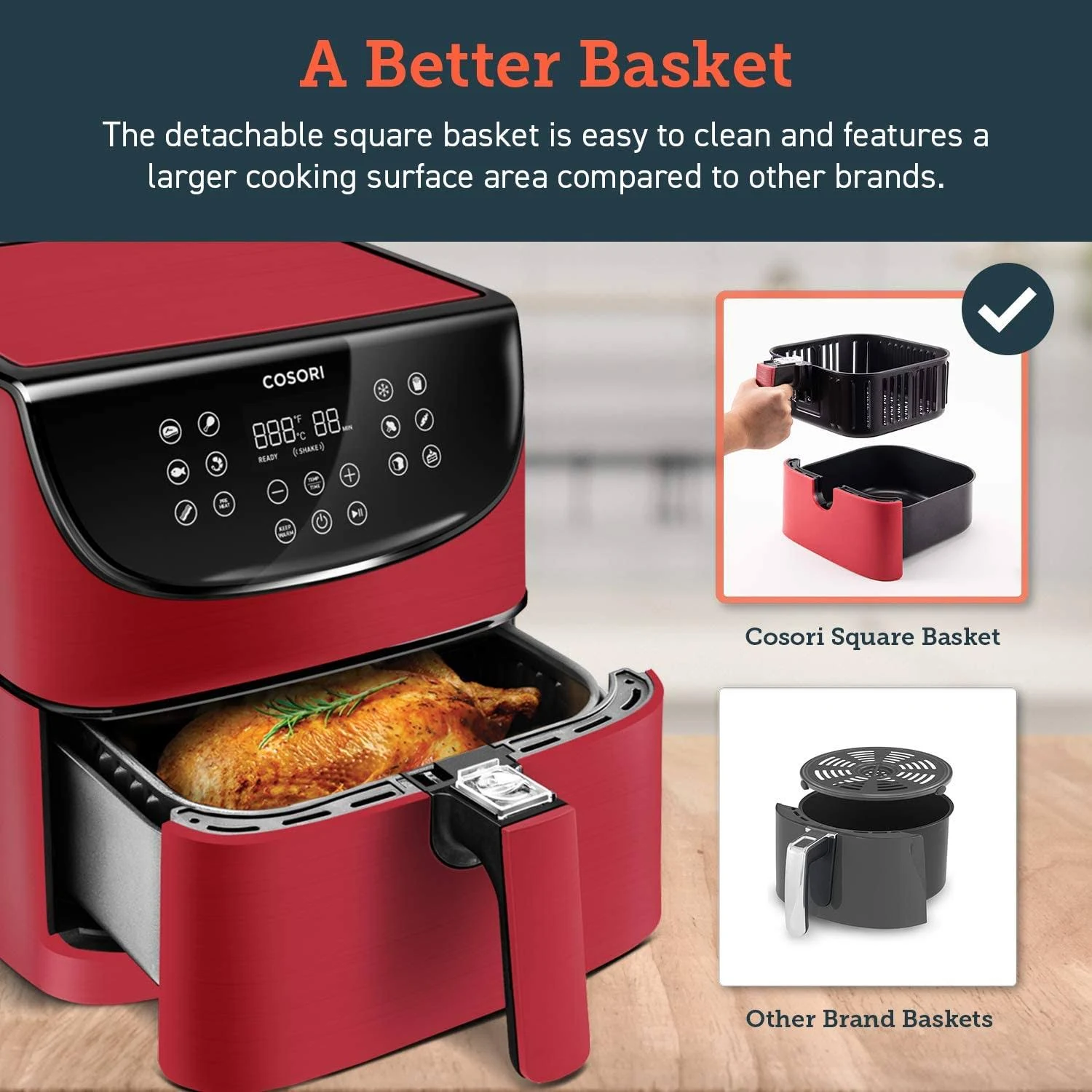 Cosori Air Fryer(100 Recipes, Rack u0026 5 Skewers),5.8QT Electric Hot Air Fryers Oven Oilless Cooker,11 Presets,Preheatu0026 Sh