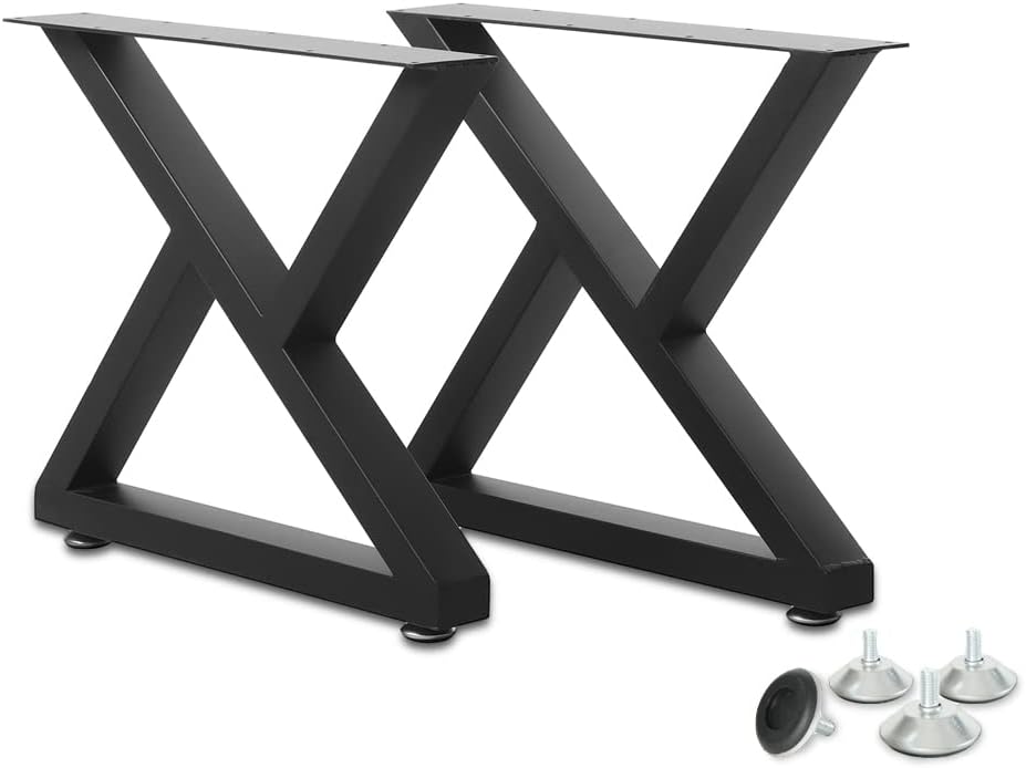 Metal Industrial Dining Modern Table Legs Desk Legs Base Cast Iron Welding Wrought Iron Coffee Table Workbench Legs Bench Legs Night Stand 28 inch K Shape Black DIY (1 Set of 2 pcs) 28 H x19.7
