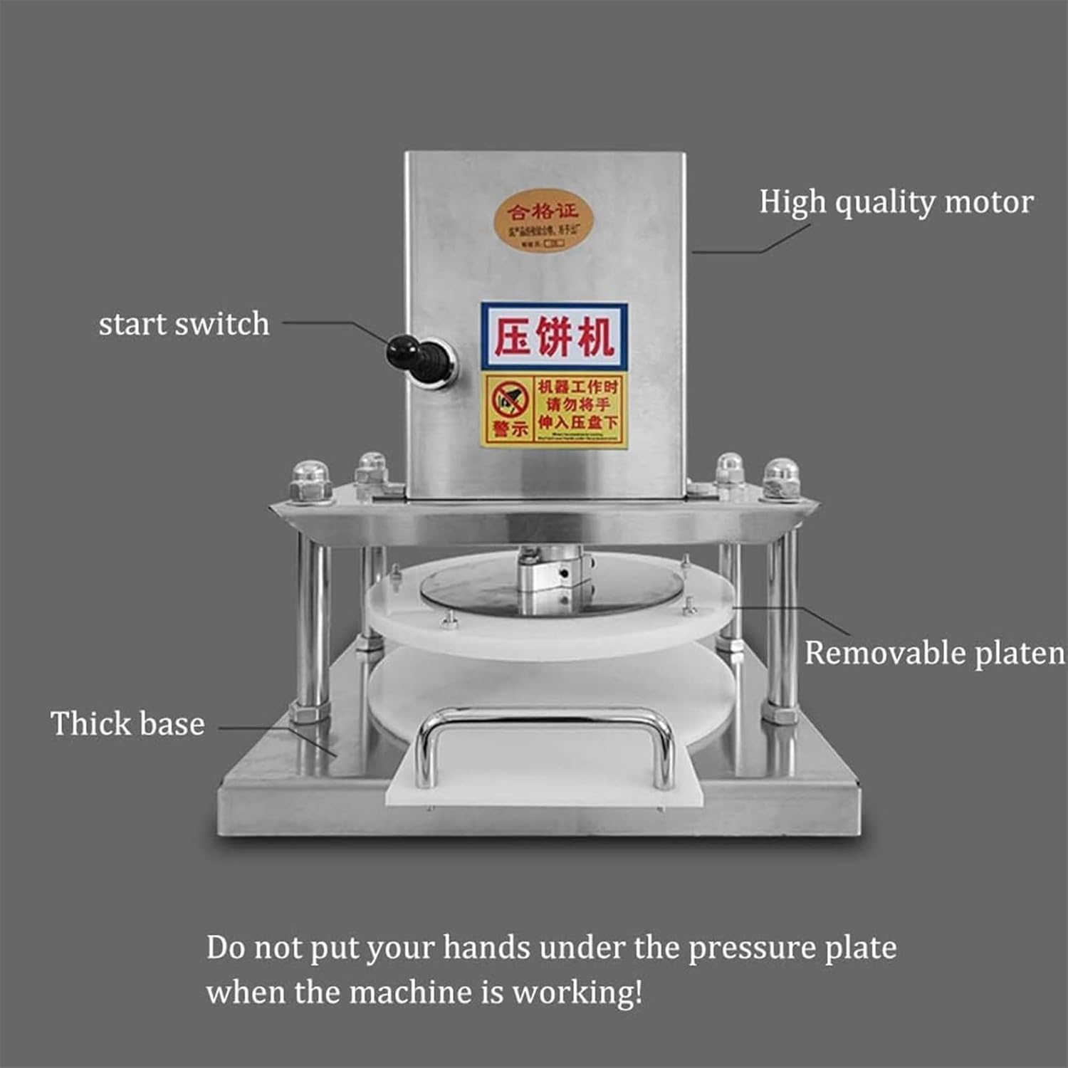 Electric Tortilla Press Stainless Steel Pizza Dough Press Machine, Pizza Dough Press Machine, 22cm Heavy-Duty Pizza Dough Maker, for Rolling of Pizza and Various Dough Cake