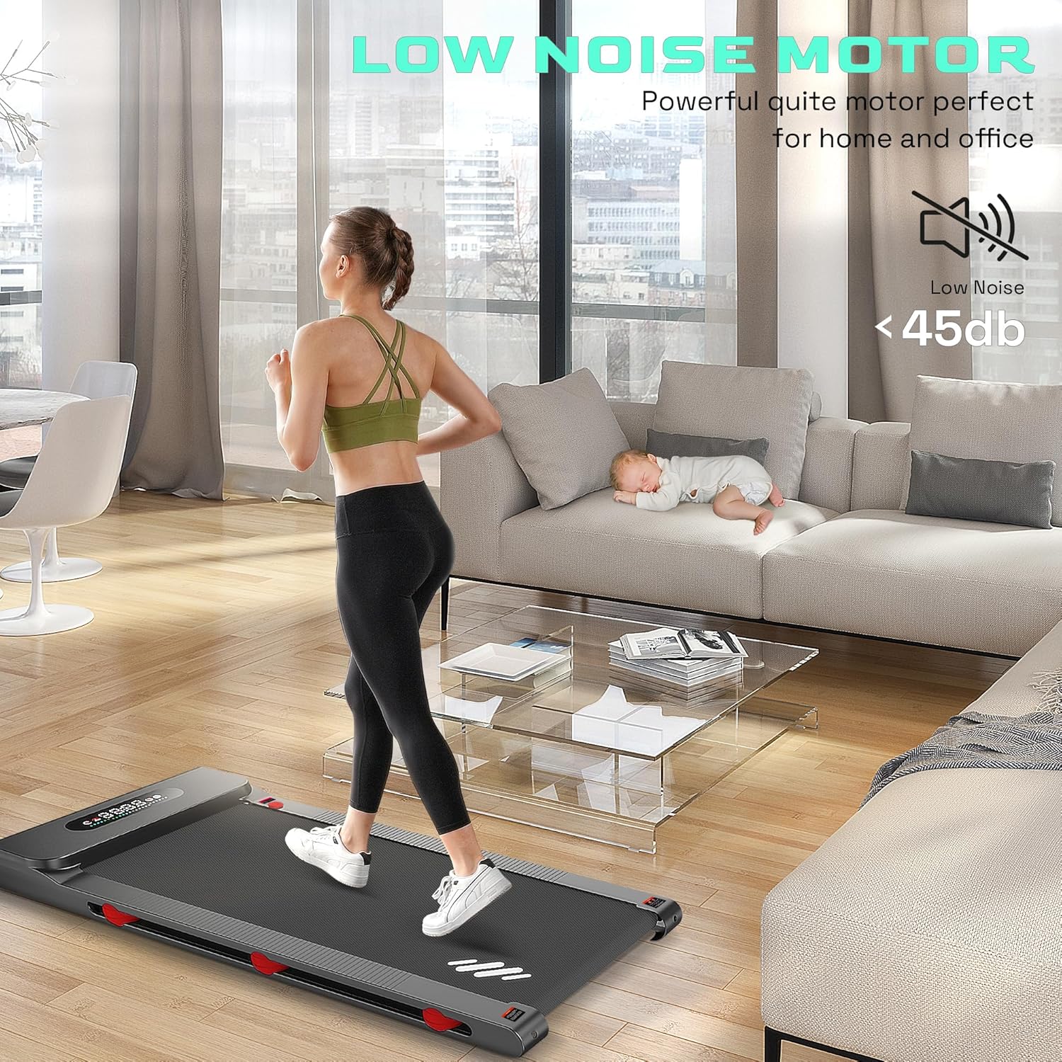 Walking Pad Treadmill Under Desk: SEIKEIN 2 in 1 Walking Pad Treadmills 3.5 HP Quiet Brushless with 270Lbs Capacity for Home Office(Red)