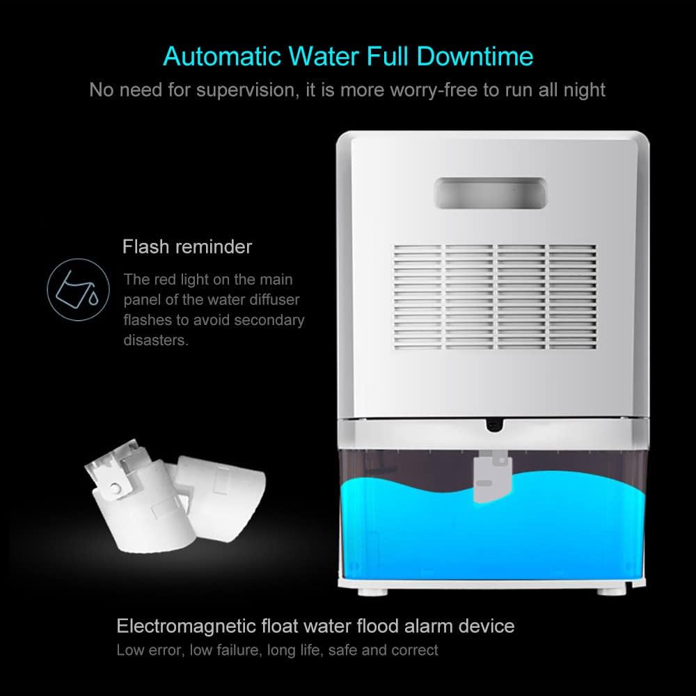 Dehumidifier for Home 74oz/2200ml Small Dehumidifiers for 323 Sq Ft, Quiet Dehumidifiers with Continuous Drain, Dry Clothes Mode, 24HR Timer, Intelligent Humidity Control
